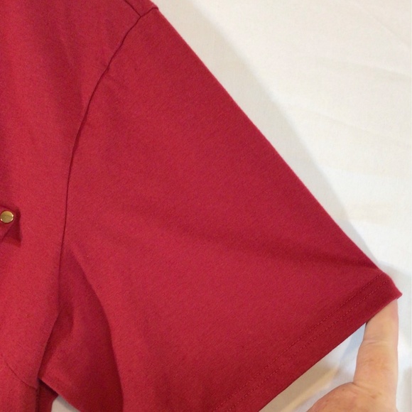 Oyamiki blouse top women’s size xxl maroon short sleeve - Picture 5 of 5